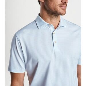 Peter Millar Men's Sport White Blue Hemlock Performance Jersey Polo XXL NWT $105